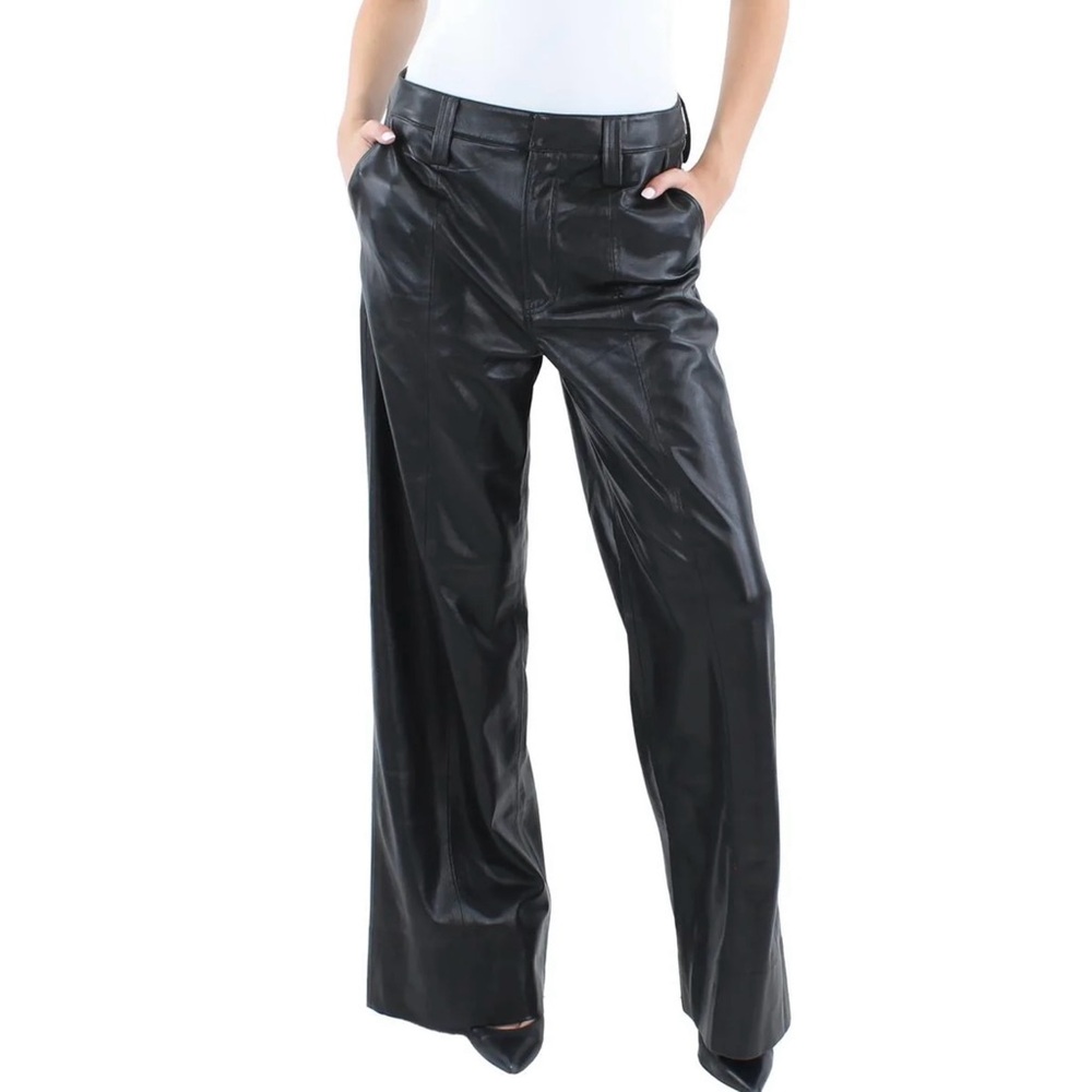 7 FOR ALL MANKIND
HIGH RISE FAUX LEATHER WIDE LEG PANTS New Sz 28